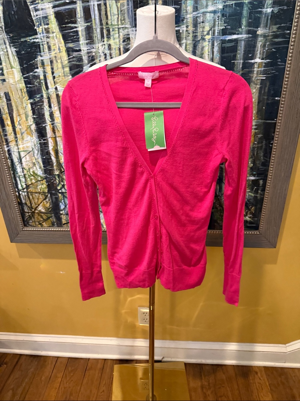 Lilly Pulitzer Bright Pink V-Neck Cardigan